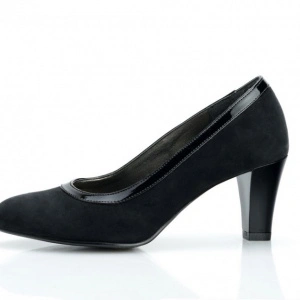 Pantofi dama eleganti din piele naturala negri velur cod P307
