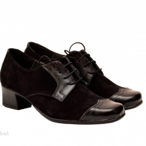 Pantofi dama eleganti negri din piele naturala cu toc 4 cm cod P139N