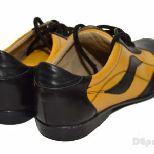 Pantofi dama galben din piele naturala cu siret cod P29 - Img 2