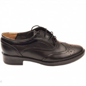 Pantofi dama negri casual-eleganti din piele naturala Oxford Black 