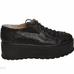 Pantofi dama negri cu talpa inalta 5,5 cm din piele naturala cod P176 - Img 3