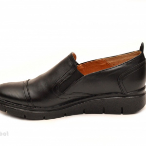 Pantofi dama negri sport-casual din piele naturala cu elastic