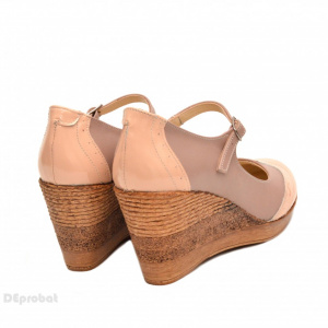 Pantofi dama piele naturala bej cu platforma cod P113 - Img 2