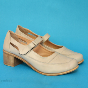 Pantofi dama piele naturala bej cu platforma cod P135BEJ - Made in Romania