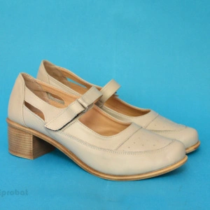 Pantofi dama piele naturala bej cu platforma cod P135BEJ - Made in Romania