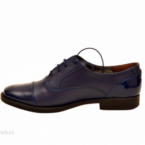 Pantofi dama piele naturala bleumarin cu siret 