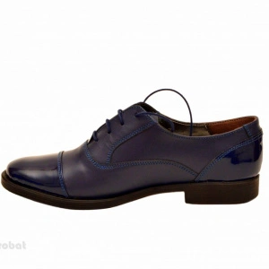 Pantofi dama piele naturala bleumarin cu siret 