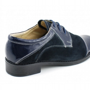 Pantofi dama piele naturala bleumarin cu siret