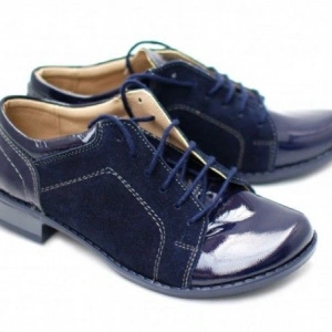 Pantofi dama piele naturala bleumarin cu siret cod P94BL