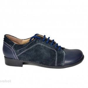 Pantofi dama piele naturala bleumarin cu siret