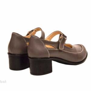 Pantofi dama piele naturala gri cu platforma