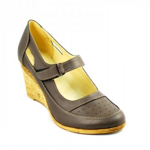 Pantofi dama piele naturala gri cu platforma