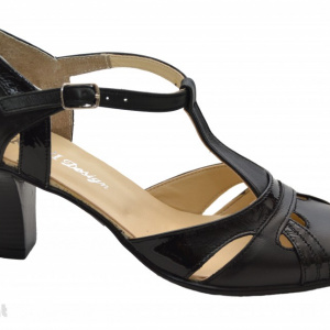 Pantofi dama piele naturala negri cu bareta cod P12 - Made in Romania - Img 3