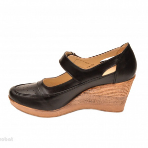 Pantofi dama piele naturala negri cu platforma