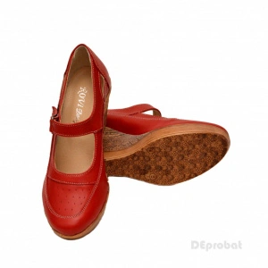 Pantofi dama piele naturala rosii cu platforma