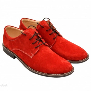 Pantofi rosii barbati piele naturala velur casual-office - cod P73