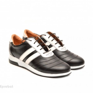 Pantofi sport dama piele naturala negru cu alb cod P78 - Made in Romania