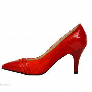 Pantofi stiletto rosii dama eleganti din piele naturala