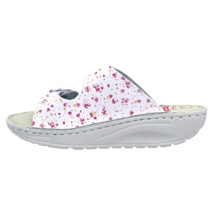 Papuci Piumetta 6273 alb cu floricele - dama