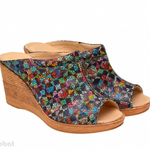 Saboti dama piele naturala Multicolori cu varf decupat cod SB31