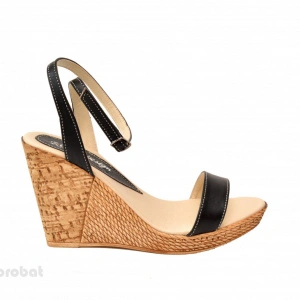 Sandale dama negre cu platforma de 10,5 cm din piele naturala