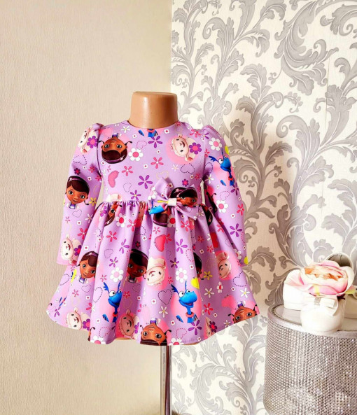 Rochie Plusica Maneca Lunga 2-7 Ani