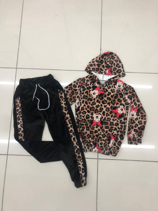 Compleu Minnie Animal Print Catifea 6-12 ani