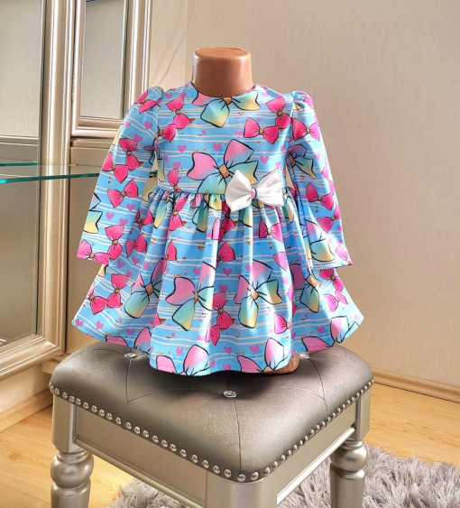 Rochie IRIS cu Fundite Maneca Lunga 2-7 ani