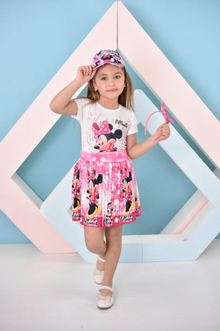 Compleu Minnie 4 Piese Roz 2-8 ani