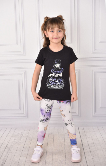 Compleu Colorat 2 Piese Micuta Wednesday 3-7 Ani
