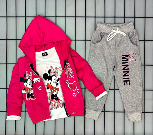 Compleu Bumbac Minnie 3 Piese Div Culori 3-10 ani A32