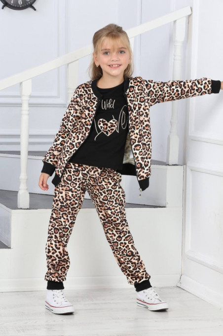 Compleu Wild Animal Print Catifea 3 Piese 4-10 Ani