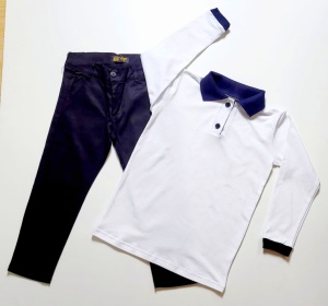 Bluza Tip Polo Alba Guler Bleumarin - Img 3