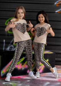 Compleu Animal Print cu Inimioara Div Culori 3-10 ani - Img 1
