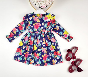 Rochita Fetite Bleumarin cu Floricele Colorate s14 - Img 3