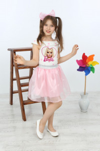 Compleu Barbie Fusta/Bluza 2-11 ani - Img 2