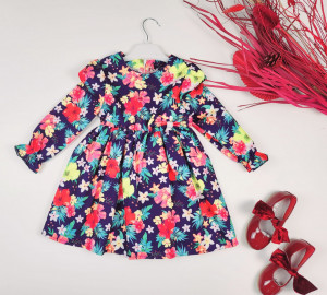 Rochita Fetite Bleumarin cu Floricele Colorate s14 - Img 1