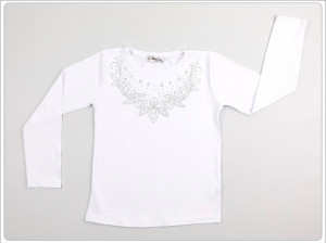 Bluza Fete Alba cu Strasuri 6-16 ani