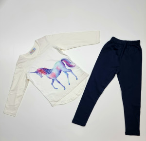 Compleu Unicorn Alb/Bleumarin