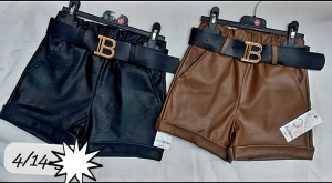 Pantaloni scurti din piele ecologica Div Culori 4-14 Ani