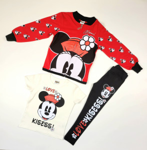 Compleu Minnie 3 Piese cu Floricica 3-10 ani