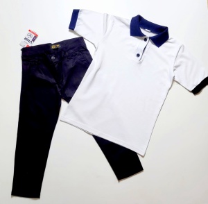 Tricou Tip Polo Alb Guler Bleumarin - Img 4