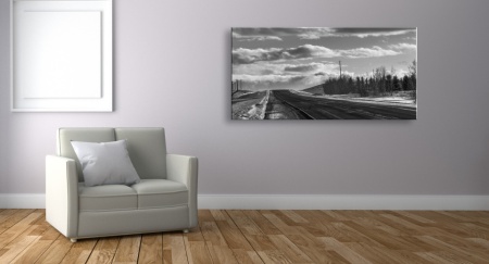 Tablou Canvas alb-negru intersectia cu orizontul