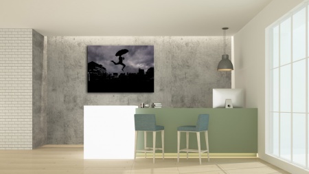 Tablou Canvas alb-negru fuga de ploaie