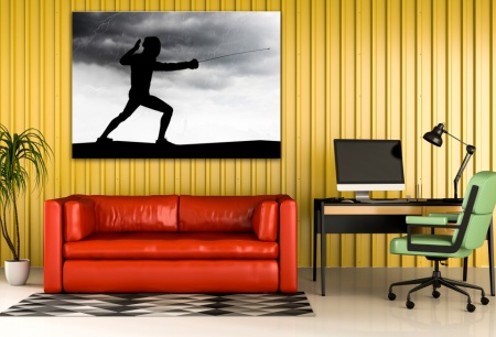 Tablou Canvas alb-negru omul cu spada