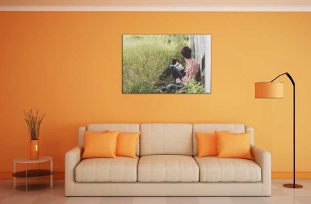 Tablou Canvas Baiat in Iarba