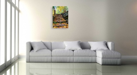 Tablou Canvas cu natura scari acoperite cu frunze