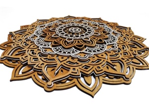 Tablou Mandala Florala decorativ din lemn, decor 3d multistrat - Img 3
