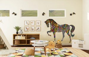 Autocolant Tabla de Scris cu Creta - model Calut Galop - Img 1