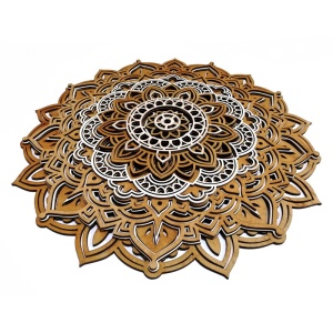 Tablou Mandala Florala decorativ din lemn, decor 3d multistrat - Img 5